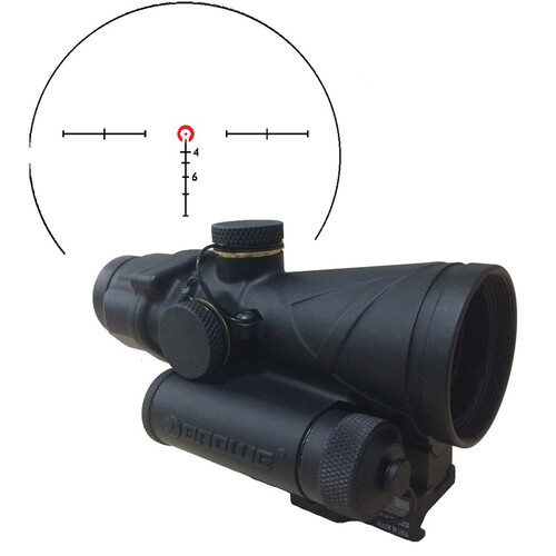 BROWE 4x32 Combat Optic Riflescope (5.56mm Red Horseshoe & Dot Reticle, Black)