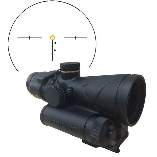 BROWE 4x32 Combat Optic Riflescope (5.56mm Amber Horseshoe & Dot Reticle, Black)