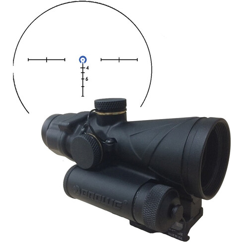 BROWE 4x32 Combat Optic Riflescope (5.56mm Blue Horseshoe & Dot Reticle, Black)