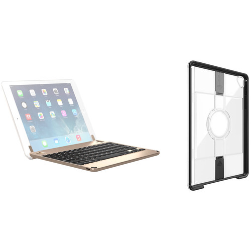 Brydge Bluetooth Keyboard Case & Otter Box uniVERSE Case for iPad Pro 9.7 (Gold, Black/Clear)