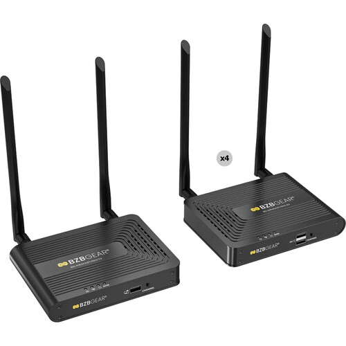 BZBGEAR Air4Kast DCI 4K60 Wireless HDMI Multi-Receiver Extender Kit (1 TX, 4 RX)