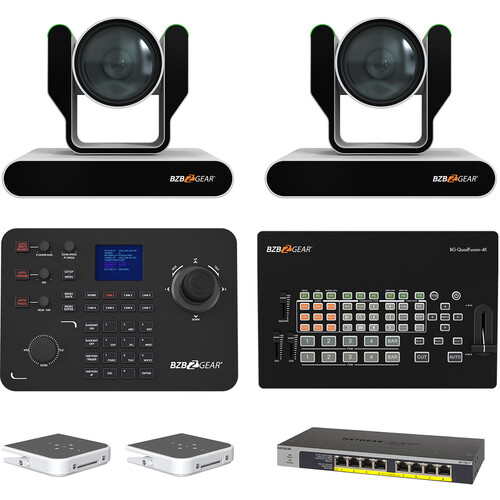BZBGEAR ADAMO 4K Live Streaming Kit with Two Cameras, Controller, Switches & Ceiling Mount (White)