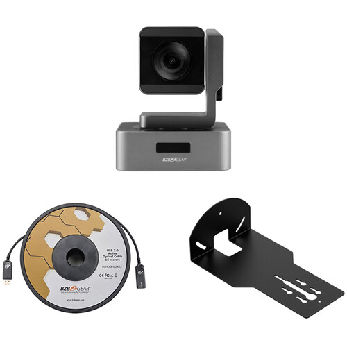 BZBGEAR 1080p HDMI/SDI/USB 20x Zoom PTZ Camera, Wall Mount & 33' USB Cable Kit