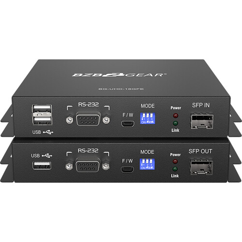 BZBGEAR 4K HDMI USB KVM Extender Kit over Fiber with HDR, 2-Way IR, RS-232 & SFP