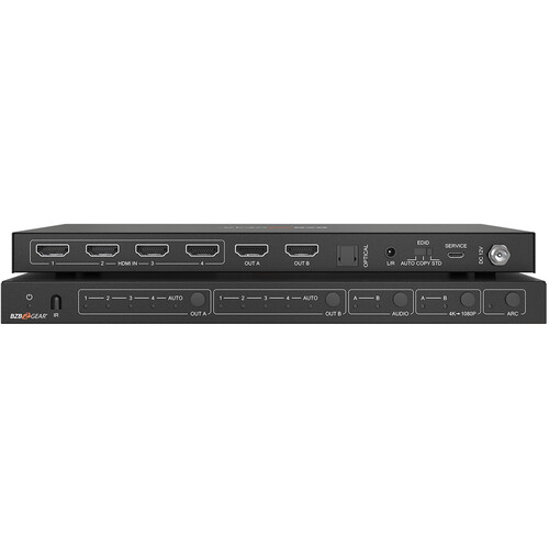 BZBGEAR 4x2 HDMI 4K60 18 Gb/s Matrix Switcher with Audio/Downscaling Support