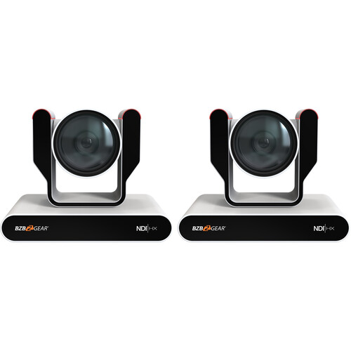 BZBGEAR Live Streaming 4K NDI PTZ Camera with Tally Lights & 12x Optical Zoom (White, 2-Pack)