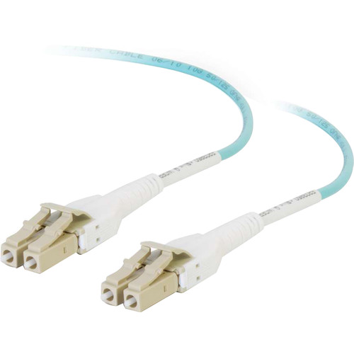 C2G LC Male to LC Male Uniboot 50/125 Multimode Fiber OM3 Cable (3.3', Aqua)