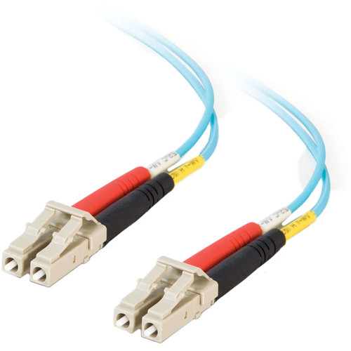 C2G LC to SC Male 50/125 Duplex Multi-Mode OM3 Fiber Optic Cable (13.1', Aqua, Riser)