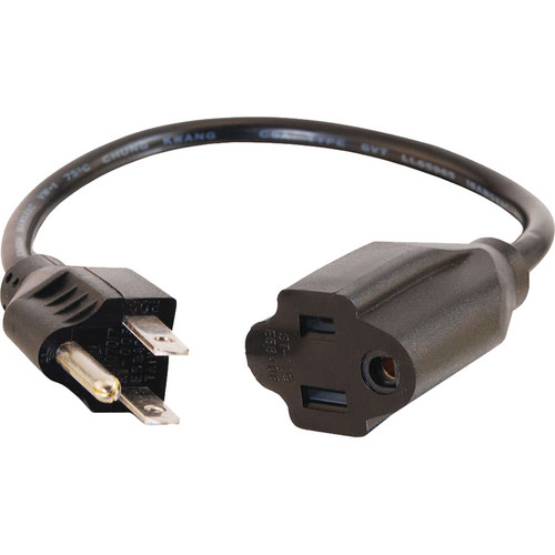 C2G Outlet Saver Power Extension Cord (18 AWG, Black, 3')