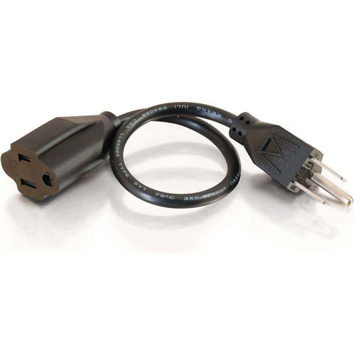 C2G Outlet Saver Power Extension Cord (18 AWG, Black, 1')