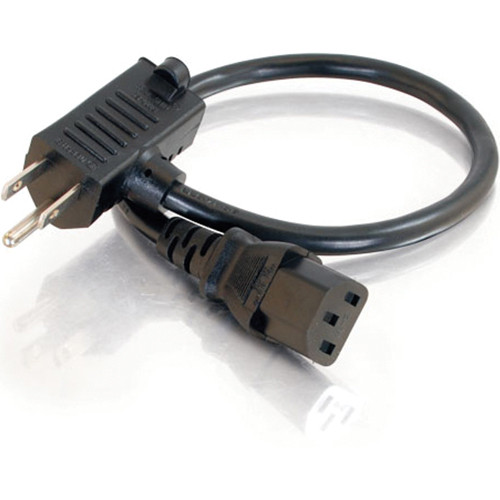 C2G Universal Power Cord with Extra Outlet (16 AWG, Black, 1.5')