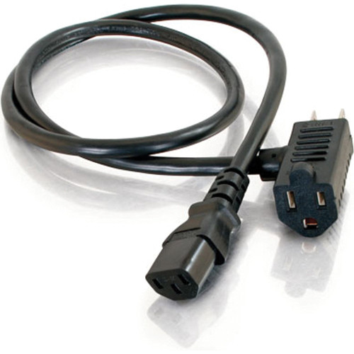 C2G Universal Power Cord with Extra Outlet (16 AWG, Black, 3')
