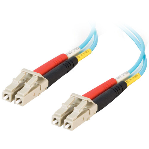 C2G LC to LC Male 50/125 Duplex Multi-Mode OM3 Fiber Optic Cable (9.8', Aqua, Riser)