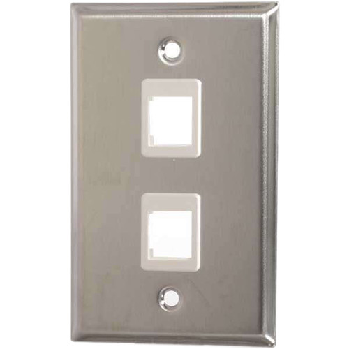 C2G Keystone Single-Gang Wall Plate (2-Port, Stainless Steel)