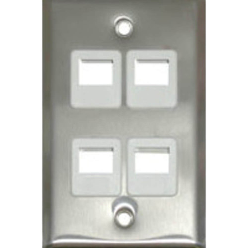 C2G Keystone Single-Gang Wall Plate (4-Port, Stainless Steel)