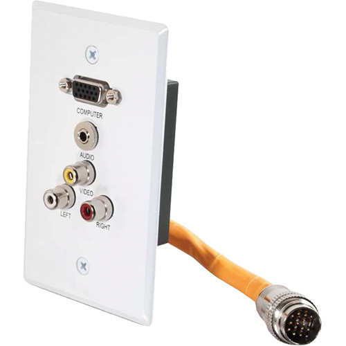 C2G RapidRun HD15 + 3.5mm + 3RCA Multi-Format Single Gang Audio/Video Wall Plate (White)