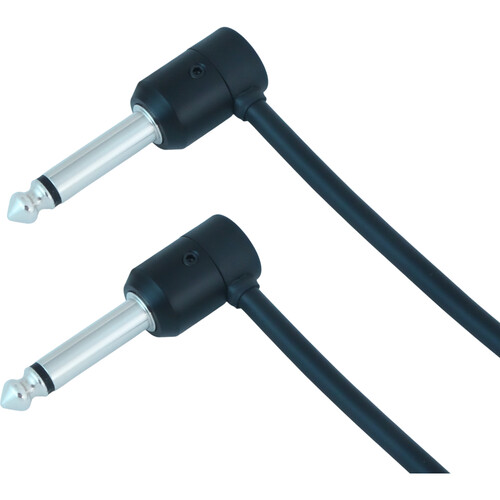 Cable Techniques Low-Profile Right-Angle 1/4" TS Male to Right-Angle TS Male Cable (3', Black Cap)