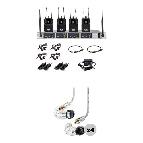 CAD GXLIEM4 Quad-Mix In-Ear Wireless Monitoring System Kit with SE215 Headphones (T: 902 to 928 MHz)