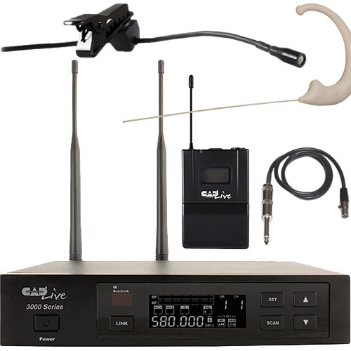 CAD WX3010 Wireless Bodypack Microphone System with Lavalier, Earset, and Guitar Cable (R: 580 to 600 MHz)