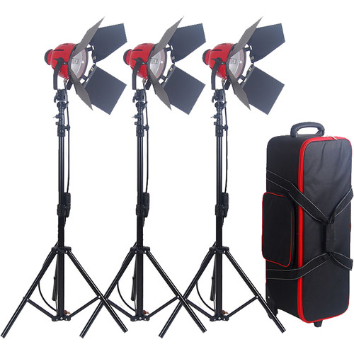 CAME-TV 800W Pro Red Head 3-Light Kit