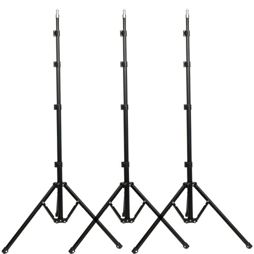 CAME-TV Quick Setup Compact Reverse-Folding Light Stand (3-Pack)