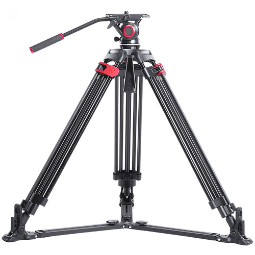 CAME-TV TP-605A Aluminum Video Tripod with Fluid Head, Ground Spreader, and Bag