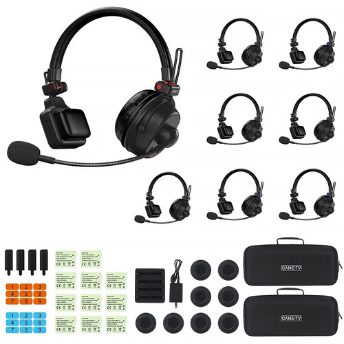 CAME-TV WAERO Pro Wireless Full-Duplex Intercom System with 1 Master & 7 Remote Headsets (US: 1920 to 1930 MHz)