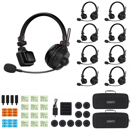 CAME-TV WAERO Pro Wireless Full-Duplex Intercom System with 1 Master & 8 Remote Headsets (US: 1920 to 1930 MHz)