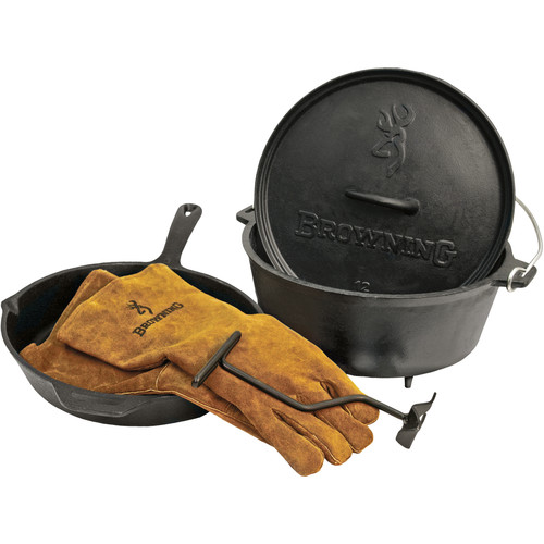 Camp Chef Browning Skillet / Dutch Oven Set with Lid Lifter & Gloves