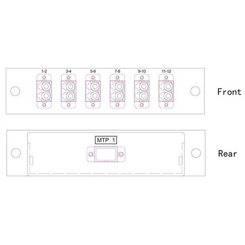 Camplex 12 Fiber MM 50/10gig LGX Cassette with 1-MPO Male Connectors to 12-LC Female Connectors