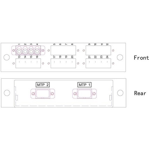 Camplex 24 Fiber MM 62.5/125 LGX Cassette with 2-MPO Male Connectors to 24-LC Female Connectors