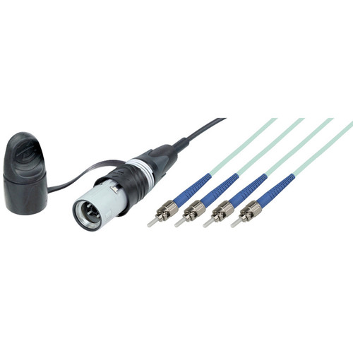 Camplex 4-Ch opticalCON QUAD LITE to 4 ST Multi-Mode Fiber Tactical Patch Cable (2')