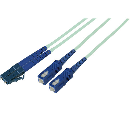 Camplex Premium Bend Tolerant OM3 Multimode Duplex LC to SC Fiber Patch Cable (164', Aqua)