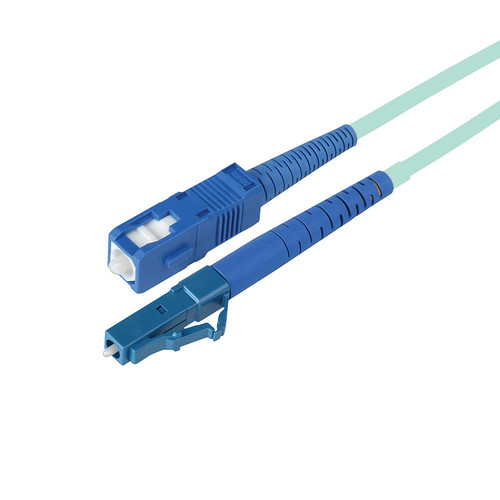 Camplex Premium Bend Tolerant OM3 Multimode Simplex LC to SC Fiber Patch Cable (65.6', Aqua)