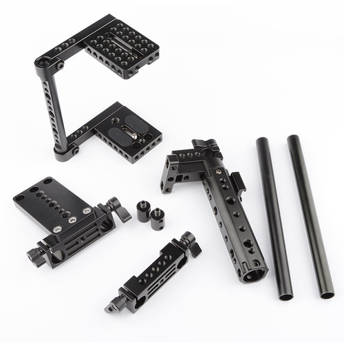 CAMVATE Camera Cage Rig with Top Handle, Tripod Plate & Rods for DSLR/Mirrorless