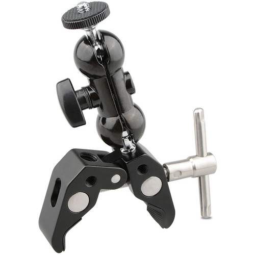 CAMVATE Super Clamp with Rotating Mini Ball Head (Black Knob)