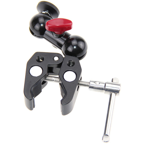 CAMVATE Super Clamp with Rotating Mini Ball Head (Red Knob)