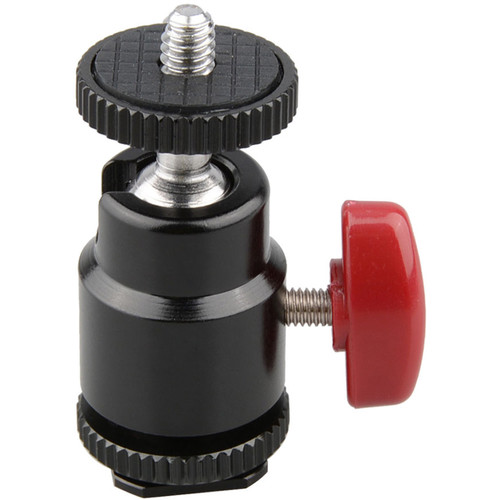 CAMVATE 1/4"-20 Mount Mini Ball Head for DSLR Vidicon Flash Trigger (Red Knob)