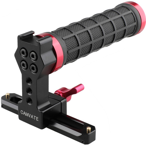 CAMVATE Rubberized Top Handle with 3.9" NATO Rail (Black & Red)