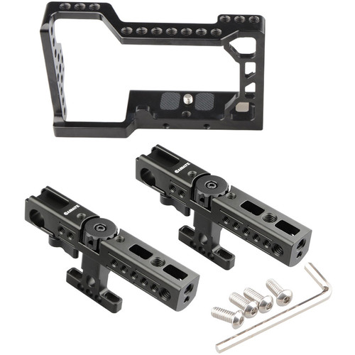 CAMVATE Handheld Camera Cage with Two Cheese Handles for Sony a6500 (Black Knob)