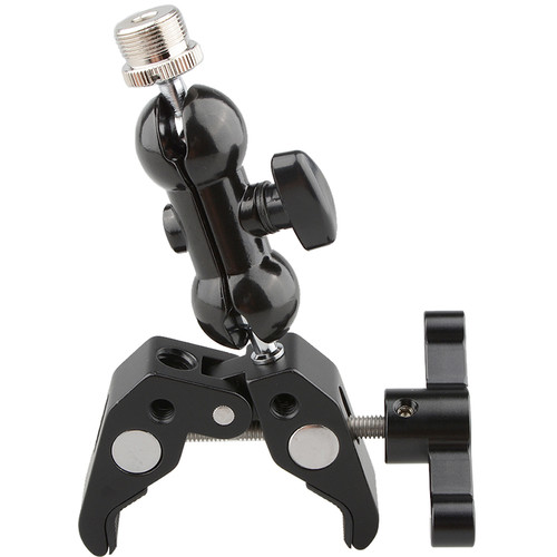 CAMVATE Crab Clamp with 5/8"-27 Mini Ball Head for Microphones (Black T-Handle)
