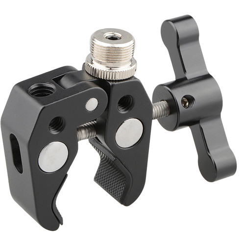 CAMVATE Crab-Style Super Clamp with 5/8"-27 Mic Screw (Black T-Handle)