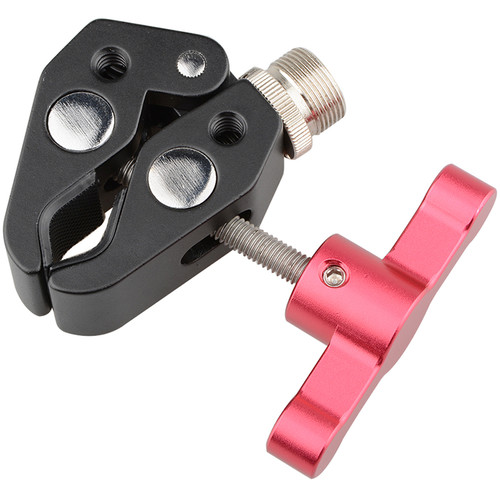 CAMVATE Crab-Style Super Clamp with 5/8"-27 Mic Screw (Red T-Handle)