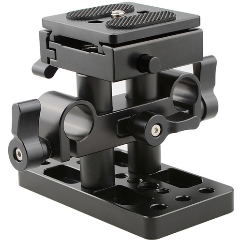 CAMVATE Arca-Style Quick Release Baseplate Pack with Height-Adjustable Rod Clamp