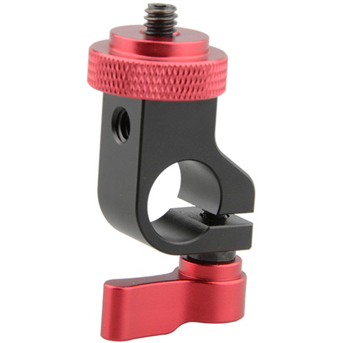 CAMVATE Single 15mm Rod Clamp with Knurled 1/4"-20 Mount (Red Lever)