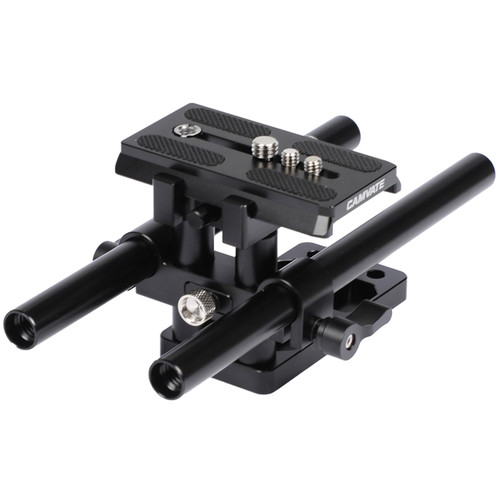 CAMVATE Horizontal Tripod Baseplate with Quick Release Plate & 15mm Rod Clamp