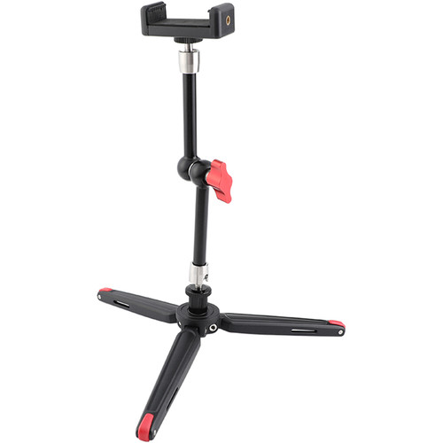 CAMVATE Firm Foldable Mini Tabletop Tripod + 11" Magic Arm With 1/4" Threads + Cellphone Clip