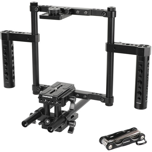 CAMVATE Full Cage with Manfrotto Baseplate & 15mm LWS System (Cheese Plate Handgrips)