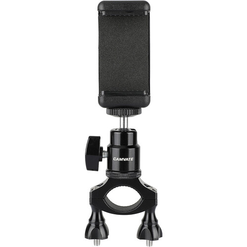 CAMVATE Rod Clamp Mount Holder with Smartphone Clip and Adjustable Ball Head & 1/4" Mounting Screw
