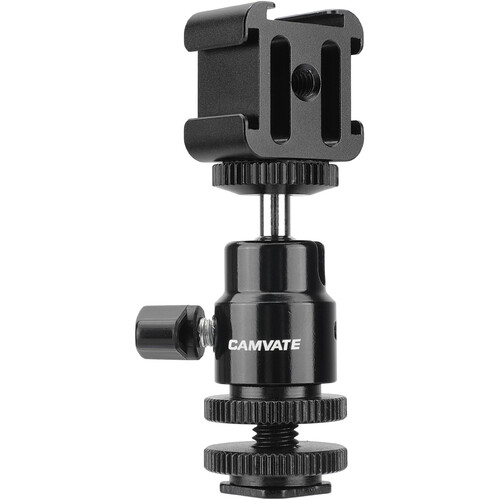 CAMVATE 1/4"-20 Mini Ball Head Support with Shoe Mount Adapter & 3-Way Shoe Mount